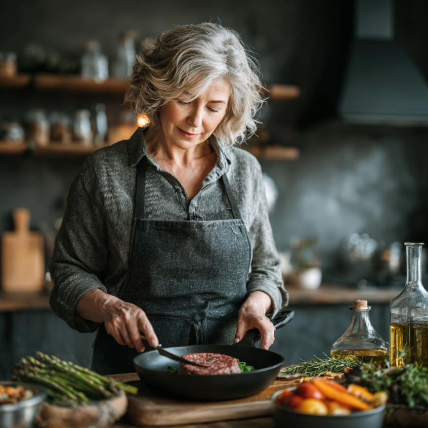 Літня пара обирає свіжі овочі на ринку